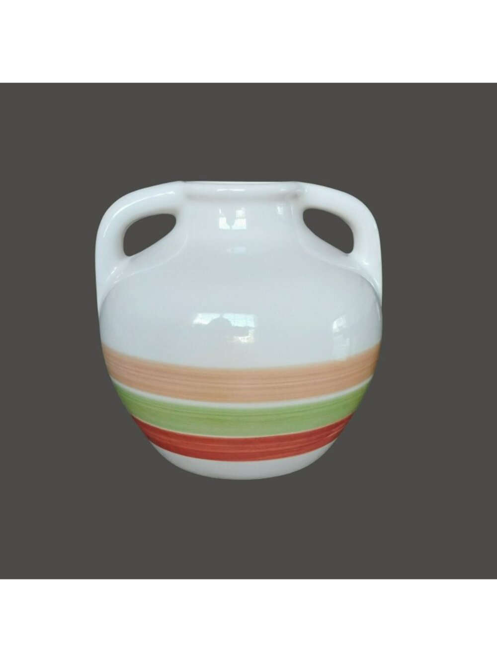 Vintage Harris Pottery Potteries Chicago USA Two Handled Jug Vase Ceramic Stripe